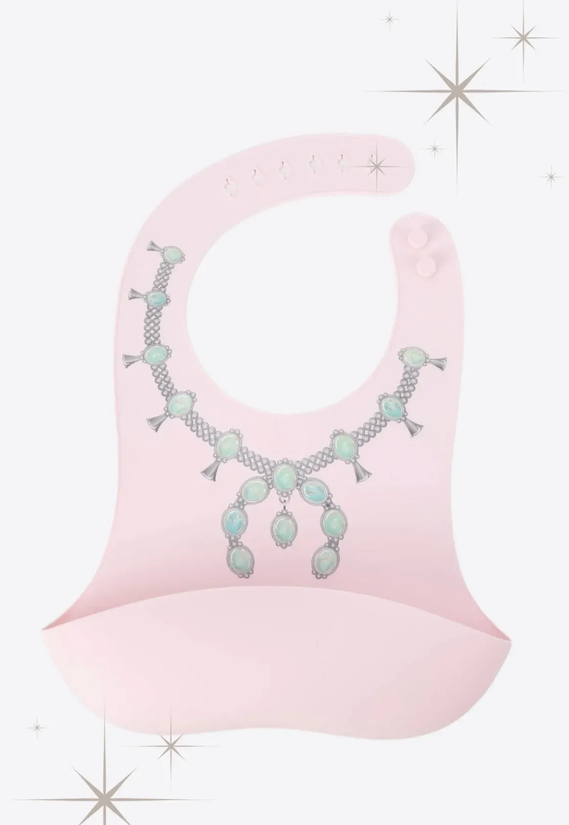 The Turquoise Squash Silicone Bib in Pink