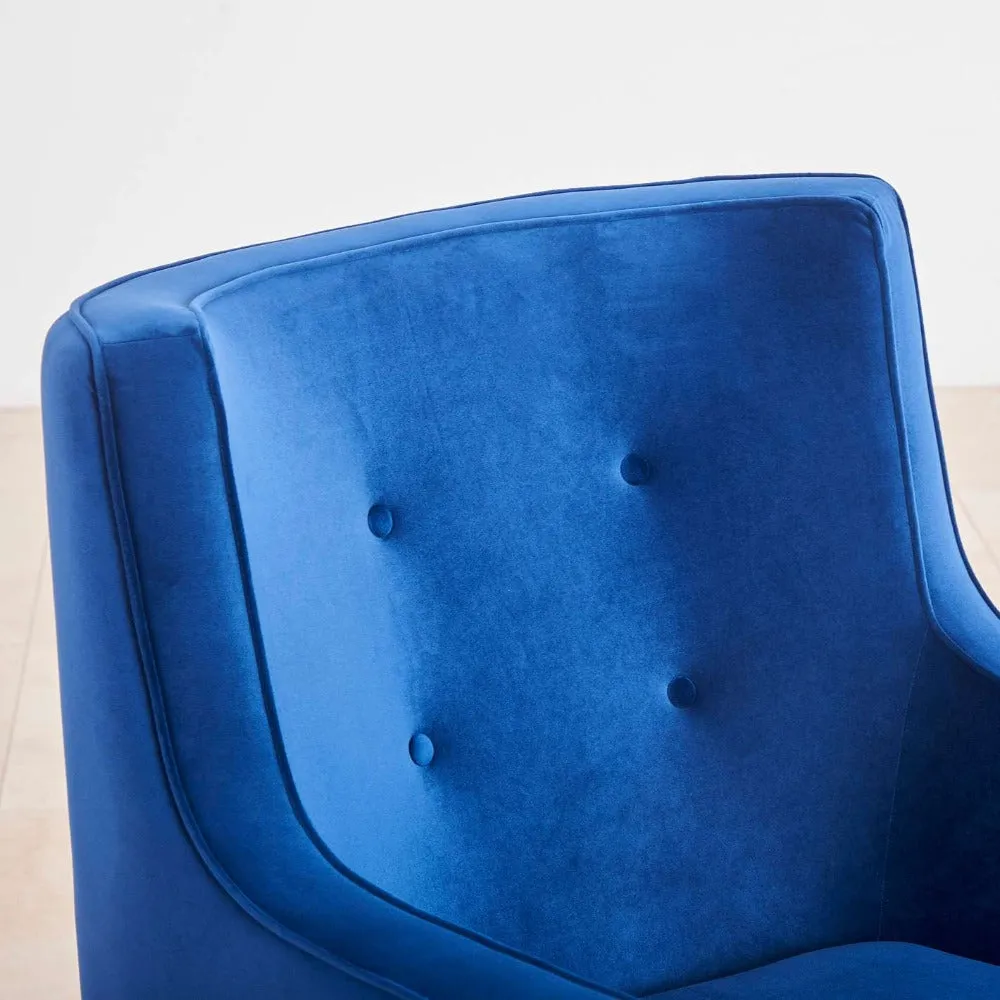 Tiktok Button-Tufted Wingback Chair In Blue