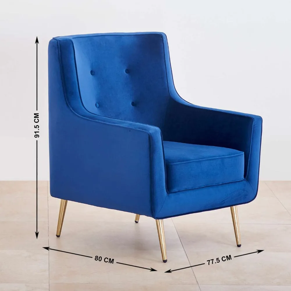 Tiktok Button-Tufted Wingback Chair In Blue