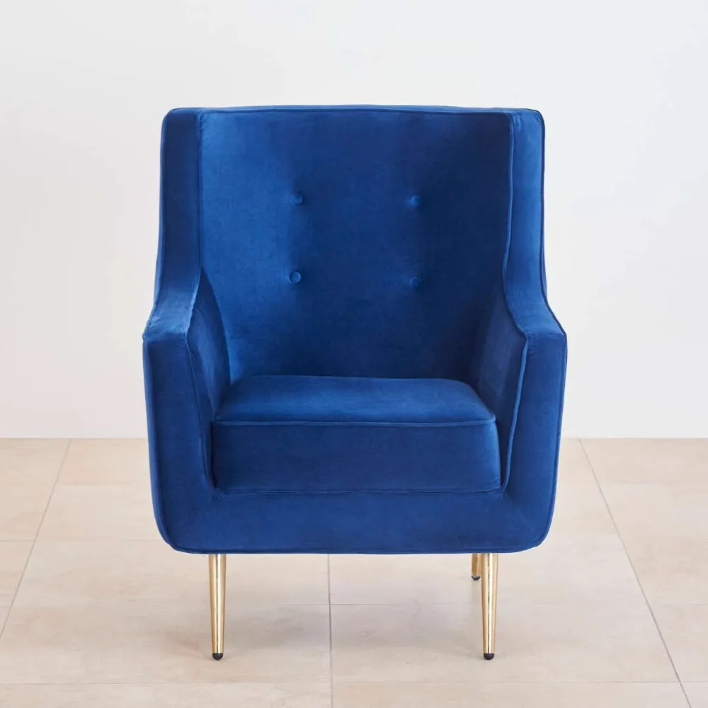 Tiktok Button-Tufted Wingback Chair In Blue