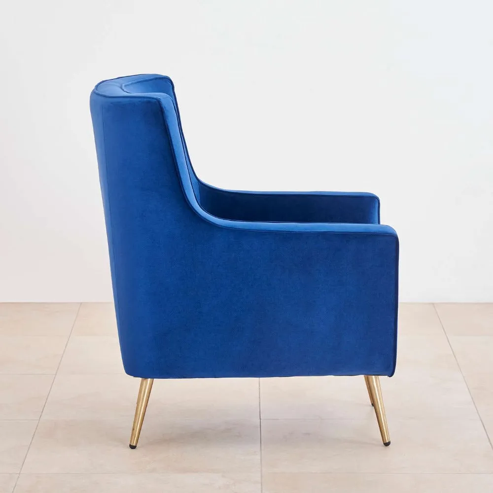 Tiktok Button-Tufted Wingback Chair In Blue