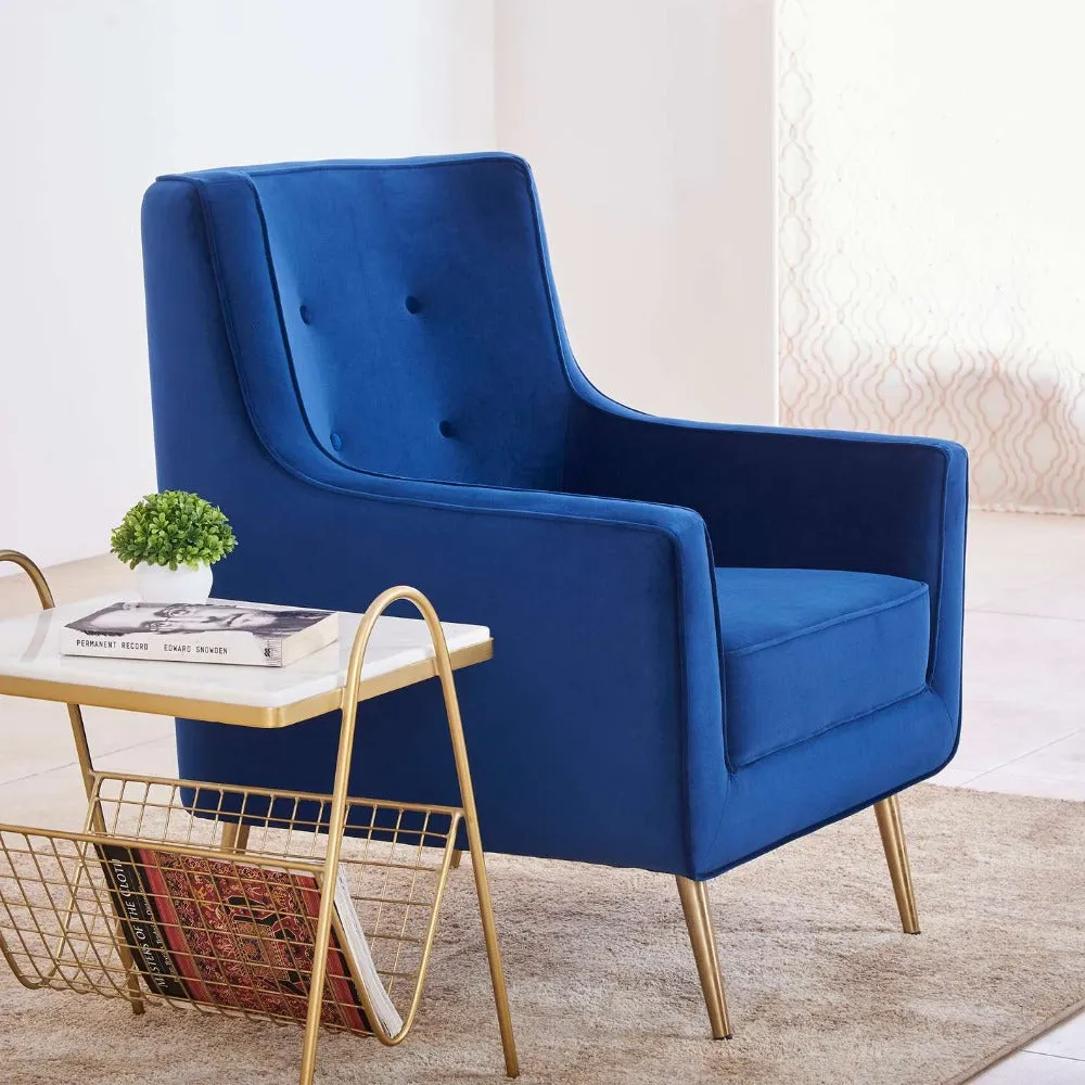 Tiktok Button-Tufted Wingback Chair In Blue