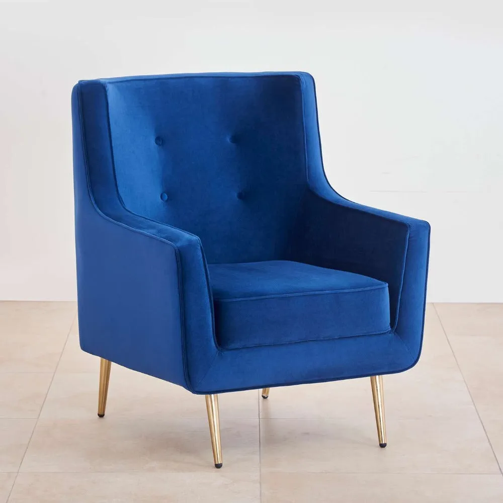 Tiktok Button-Tufted Wingback Chair In Blue